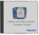 The Philips Onsite AED training toolkit includes instructional aids, such as a DVD and CD with a PowerPoint presentation, for teaching groups of
people to operate the HeartStart OnSite (HS1) AED Defibrillator. M5066-89100