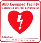 AED Location Sign- Easily let others know where your AED is located with an "AED Equipped Facility" sticker from AEDUniverse.com. NW774698