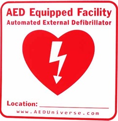 AED Location Sign- Easily let others know where your AED is located with an "AED Equipped Facility" sticker from AEDUniverse.com. NW774698