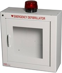 Alarmed AED Cabinet with strobe- Protect your AED with one of our Alarmed AED Cabinets with strobe. The Modern Metal AED cabinet with strobe features a loud alarm with visual confirmation that the alarm has been activated. 180SM-14R