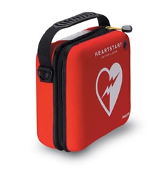 The Philips Heartstart Onsite slim carry case is constructed with semi-rigid materials and covered in durable red cordura. The case holds the Philips HeartStart OnSite Defibrillator and includes paramedic scissors. M5076A