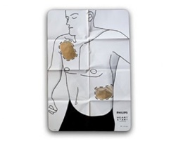 Philips Adult AED Pad Placement Guide- The Philips Adult pad placement guide shows pad placement on a patient. Used for training purposes. M5090A